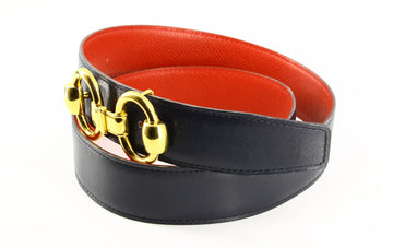 Black Hermes Leather Belt