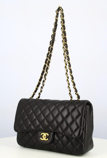 2009-2010 Chanel Single Flap Quilted Leather Handbag Black