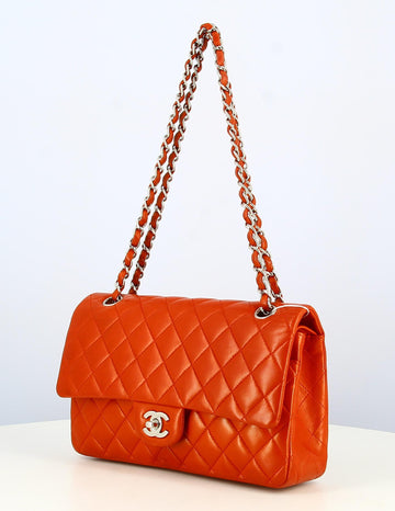 2011 Chanel Single Flap Leather Handbag Red Quilted