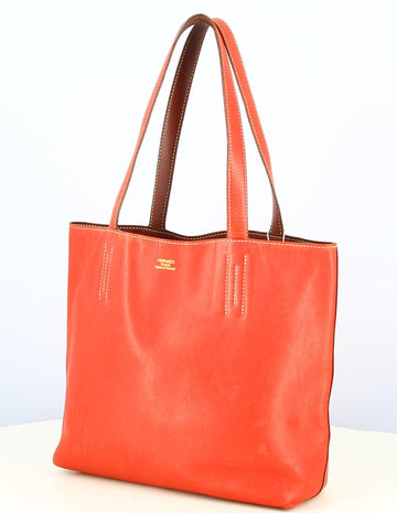 2003 Hermes Red Leather Handbag Double sens