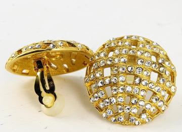 Golden Strass Clip Earrings Goosens Paris