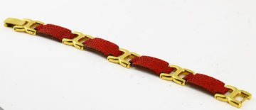 Hermes Red Lizard Bracelet H Logo