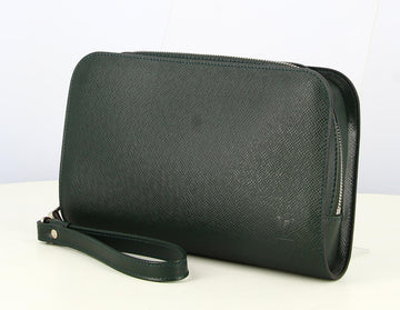 2004 Louis Vuitton Khaki Leather Clutch Bag