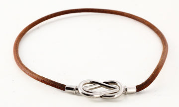 Hermes Brown Silver Necklace