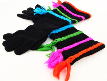 Yves Saint Laurent Rive Gauche Black and Tricolour Wool Gloves