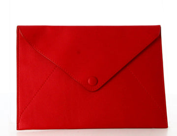 Red Calf Leather Delvaux Clutch Bag