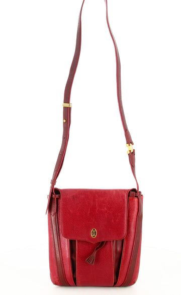 Cartier Shoulder Bag Burgundy Leather
