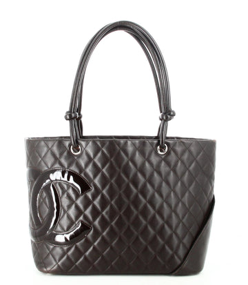 2005 Chanel Cambon Brown Quilted Leather Handbag