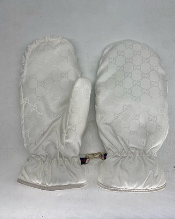 Gucci White Monogram Gloves