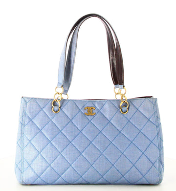 2003 Chanel Quilted Handbag Sky Blue