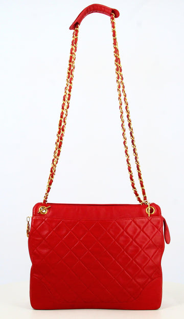 1989 Handbag Chanel quilted leather Red