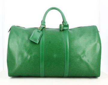 1995 Louis Vuitton Travel Bag Leather epi Green