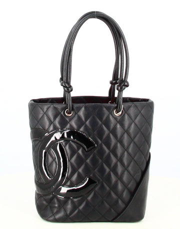 Chanel Cambon Handbag Black Quilted Leather