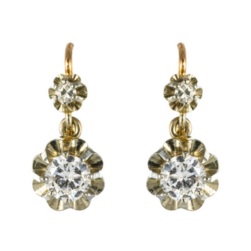 1930s Diamonds 18 Karat Rose White Gold Lever- Back Earrings