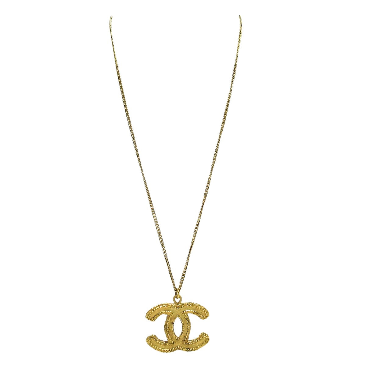 CHANEL Necklace Chain AUTH Coco Mark Logo Pendant Rare Vintage Gold CC Long  F/S 