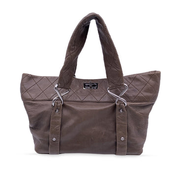 CHANEL Brown Leather Sticth Mademoiselle 8 Knots Tote Bag
