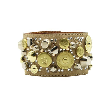 MULBERRY Light Brown Suede Bracelet With Crystal Embellishments