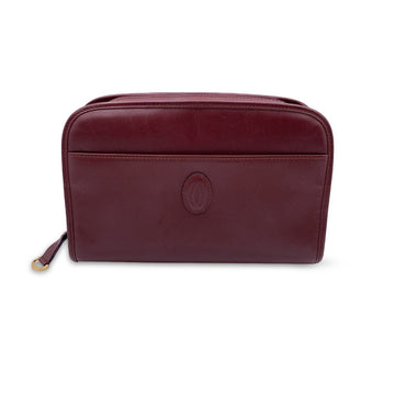 Cartier Vintage Burgundy Leather Pochette Cosmetic Bag