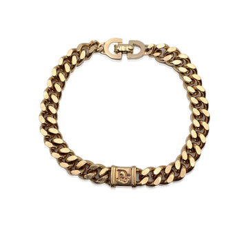CHRISTIAN DIOR Vintage Gold Metal Chain Link Logo Bracelet