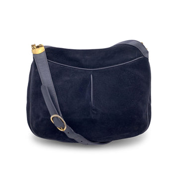 GUCCI Vintage Blue Suede And Leather Shoulder Bag
