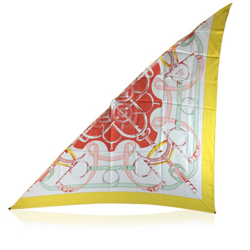HERMES Yellow Silk Eperon D'Or Giant Triangle Scarf Henri D'Origny