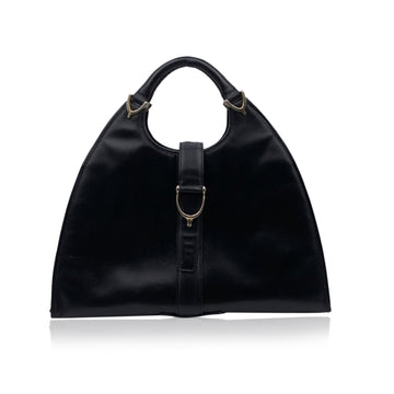 GUCCI Vintage Black Leather Stirrup Hobo Bag Handbag