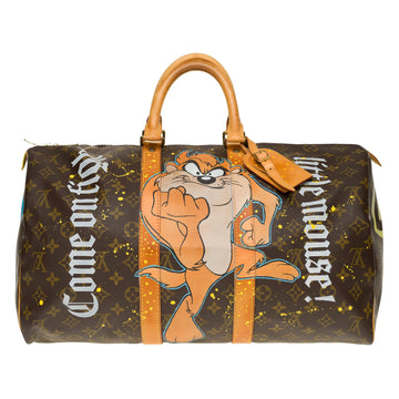 LOUIS VUITTON Travel bag 45 Monogram customized Mickey Vs Taz by Pat