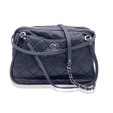 CHANEL Black Quilted Leather Relax Cc Tote Camera Shoulder Bag