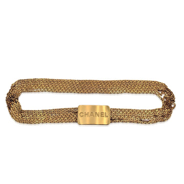CHANEL Vintage Gold Metal Multi Chain Belt Logo Plate