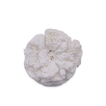 CHANEL White Crochet Camellia Camelia Flower Brooch Pin