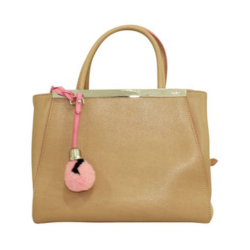 FENDI Brown Petit 2 Jours Handbag With Pink Charm