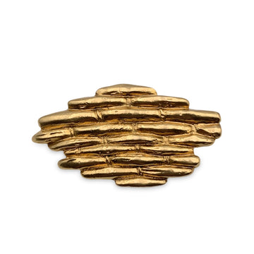 YVES SAINT LAURENT Vintage Gold Metal Brooch Pin