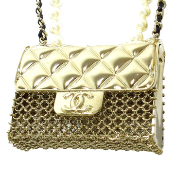 CHANEL Leather and Faux Pearl Classic Flap Bag Pendant Necklace