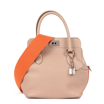 Hermes Argile & Orange Swift Leather Eclat Toolbox 20 Shoulder Bag