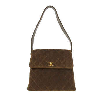 Chanel Quilted Suede Flap Shoulder Bag