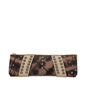 BURBERRY Leather/Check Studded Clutch