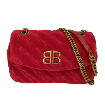 BALENCIAGA BB Round velvet shoulder bag