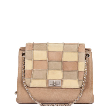 Chanel Beige Patchwork Suede Small Accordion 255 Reissue Classic Single Flap Bag