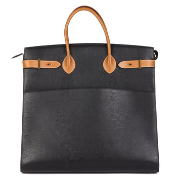 Hermes Black Ardennes Leather & Barenia Leather Vintage Airport Bag