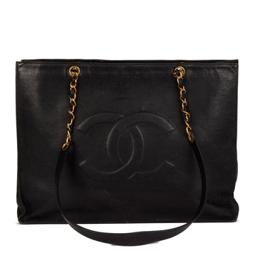 Chanel Black Caviar Leather Vintage Jumbo XL Timeless Shopping Tote Shoulder Bag