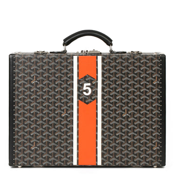 Goyard Black Chevron Coated Canvas Special Order Mallette Manoir Briefcase Travel Bag