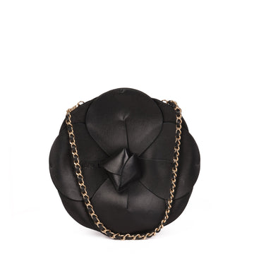 Chanel Black Lambskin Camellia Clutch-on-Chain COC Top Handle Bag
