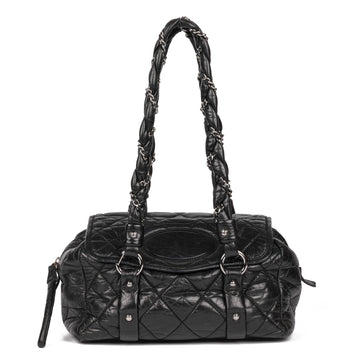 Chanel Black Lambskin Lady Braid Flap Tote Shoulder Bag