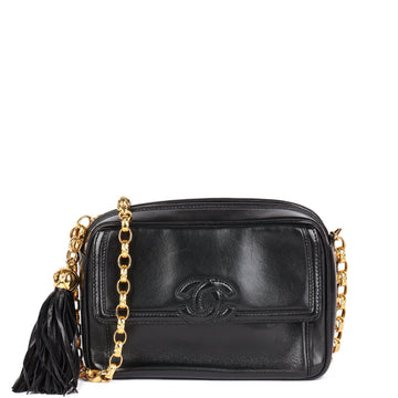Chanel Black Lambskin Vintage Mini Fringe Camera Bag