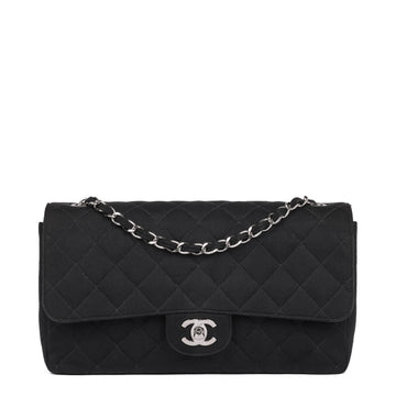 Chanel Black Quilted Jersey Vintage Medium Classic Double Flap Bag