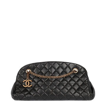 Chanel Black Quilted Lambskin Just Mademoiselle Bowling Bag Tote