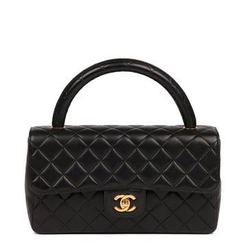 Chanel Black Quilted Lambskin Vintage Medium Classic Kelly Flap Bag Top Handle Bag