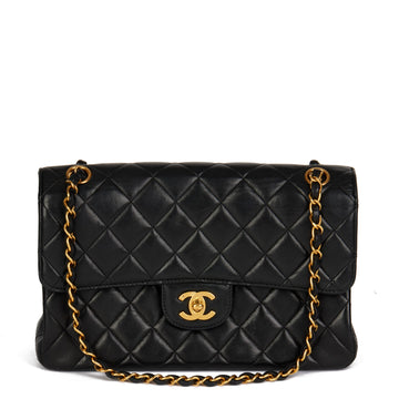 Chanel Black Quilted Lambskin Vintage Medium Double Sided Classic Flap Bag Top Handle Bag