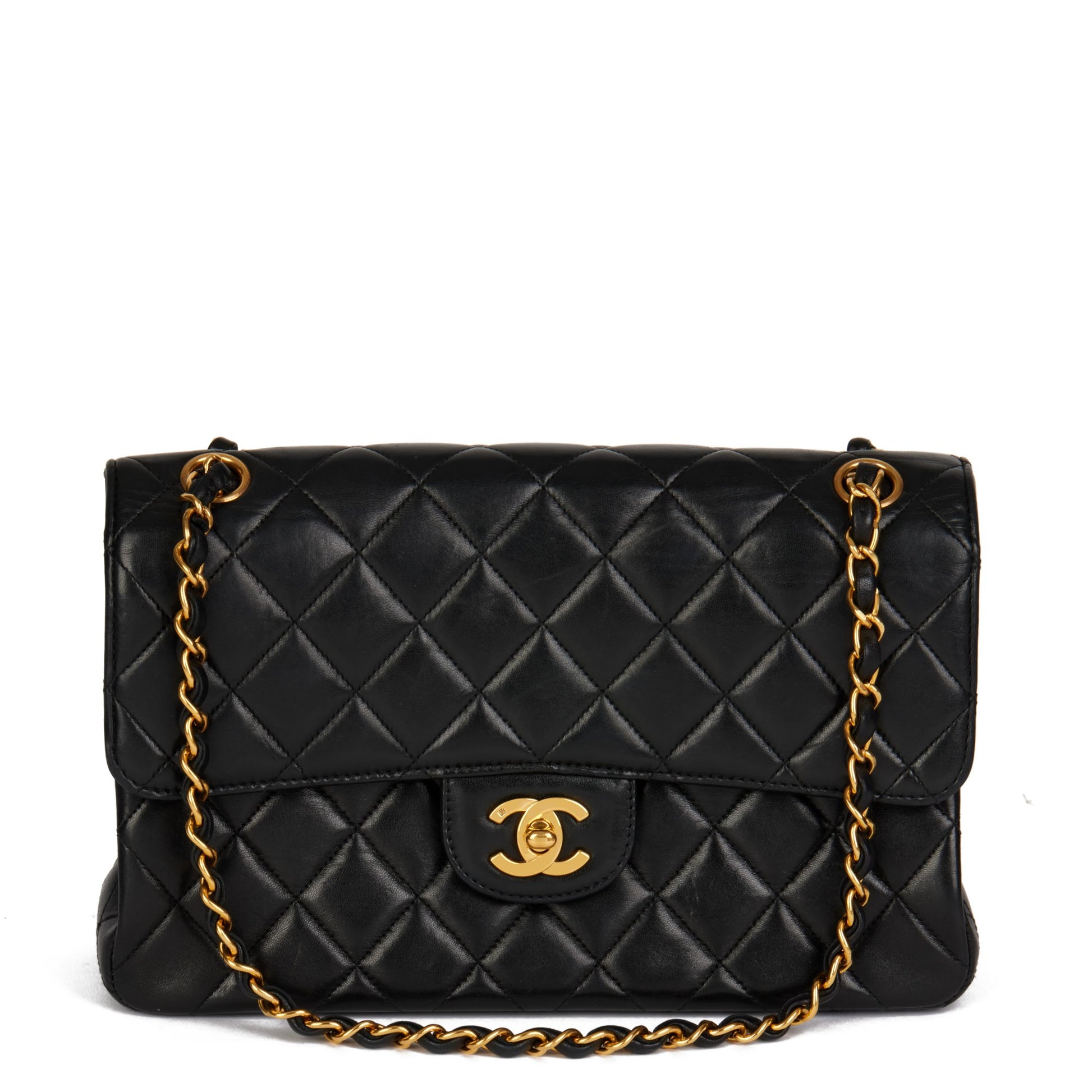 Chanel Black Quilted Lambskin Vintage Medium Double Sided Classic Flap Bag  Top Handle Bag