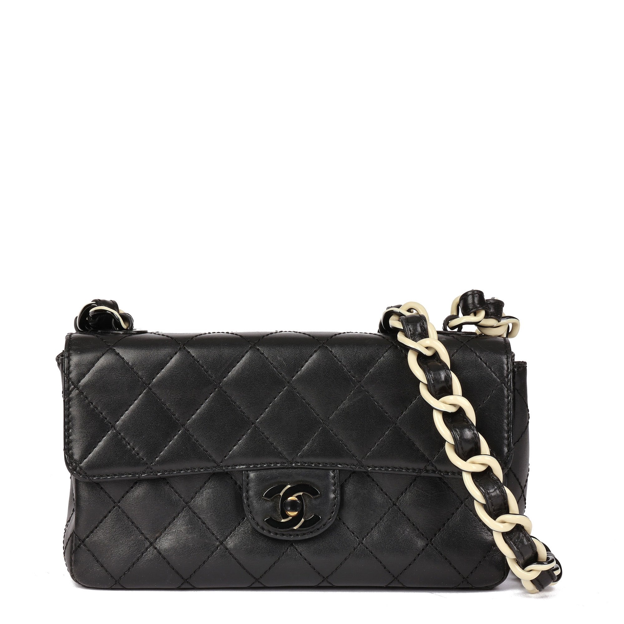 Chanel Black Quilted Lambskin Mini Square Classic Flap Silver Hardware,  2021 Available For Immediate Sale At Sotheby's